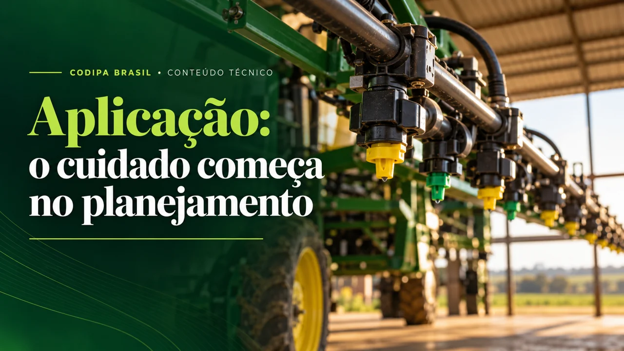 Composição ilustrativa de inspeção de bicos de equipamento agrícola parado antes da aplicação.